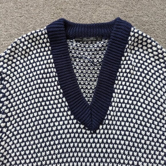 Zara Knit blue and white hollow pullover sweater size Large - Picture 3 of 9
